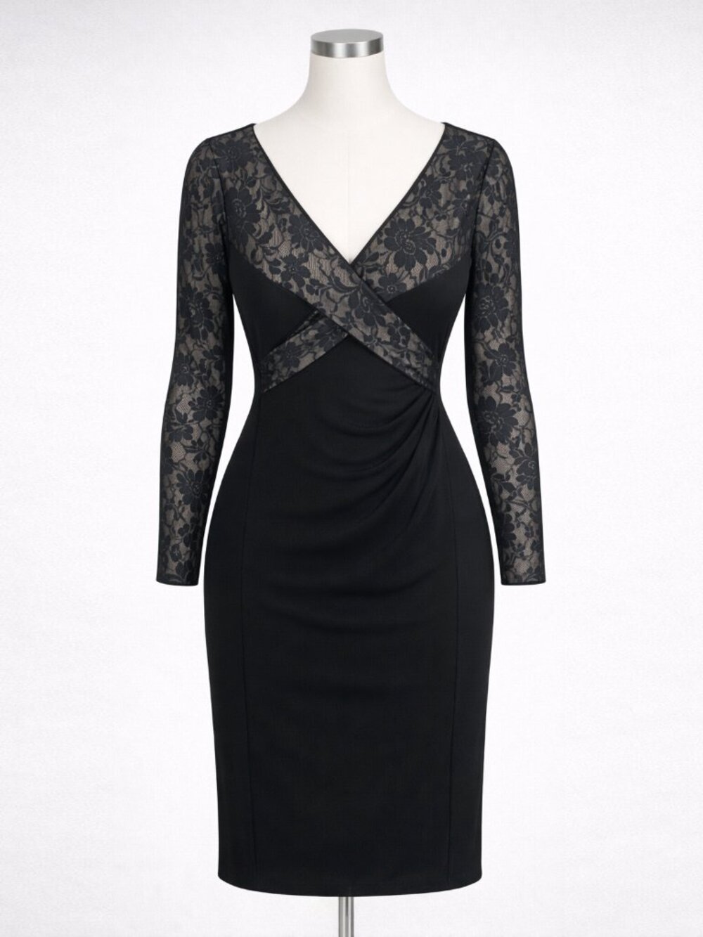 Chaps Black Lace Overlay Dress